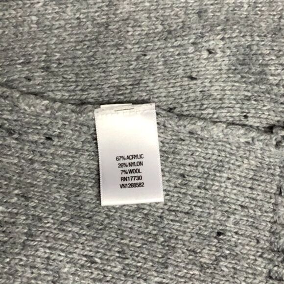 Converse One Star Gray Wool Cable Knit Open Front Cardigan Sweater Thick Winter - Picture 4 of 6